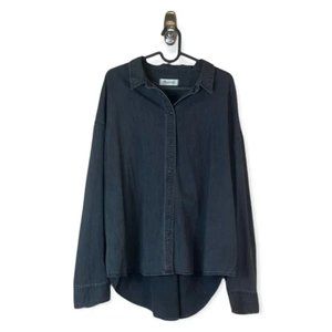 Madewell Denim Oversized Ex-Boyfriend Shirt in Lunar Wash Black Chambray - Large